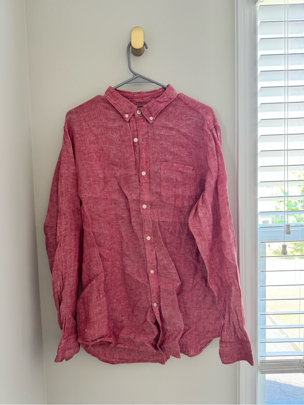 Banana Republic Red Button-Down Linen Blend Shirt
